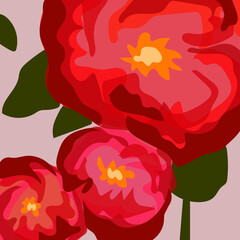 tropical, flowers, plants hand drawn vector illustration.