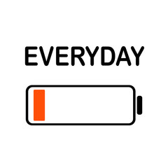 Battery indicator icon. The phone's charge level is low. Vector illustration.