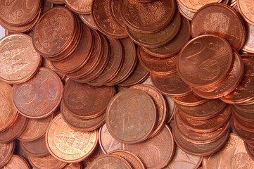 Heap of different euro coins