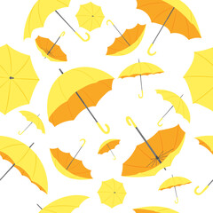 Fototapeta na wymiar yellow umbrellas seamless pattern in flat style vector