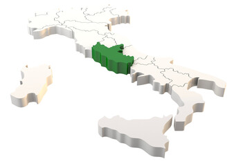 Italy map a 3d render isolated with Lazio italian regions - obrazy, fototapety, plakaty