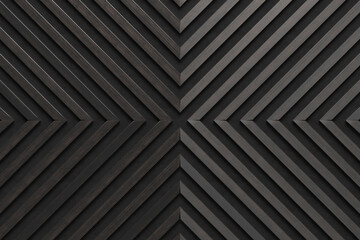 A wooden lamella wall in the color of burnt wood with a pattern of wall panels in the background