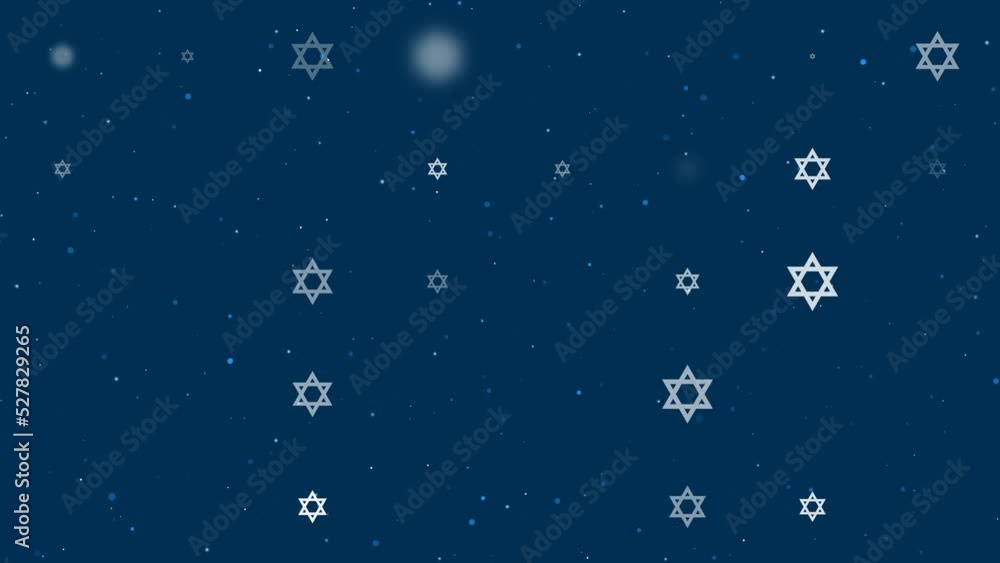 Poster template animation of evenly spaced star of david symbols of different sizes and opacity. animation 