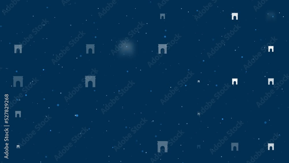 Poster template animation of evenly spaced arch symbols of different sizes and opacity. animation of transp