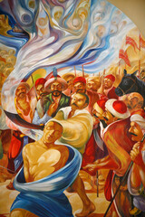 Fototapeta premium Painting in Marittima parochial church : Turks beheading a christian.