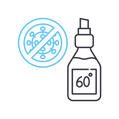 60% alcohol line icon, outline symbol, vector illustration, concept sign