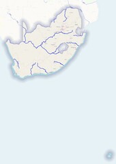 South Africa physical map with important rivers the capital and big cities