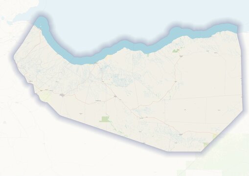 Somaliland physical map with important rivers the capital and big cities