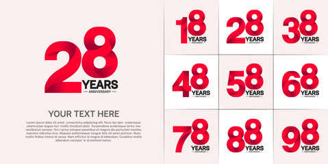 set of anniversary red color number for celebration event