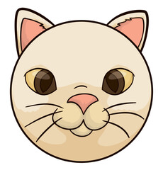 Rounded cat face over white background, Vector illustration