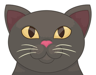 Chartreux cat looking at to the top, Vector illustration