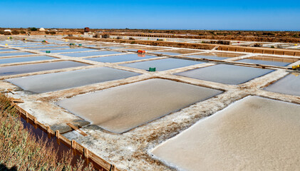 the salt marsh of Olhao in summer, Algarve, Portugal