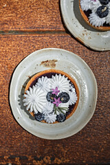 Homemade mini tart with blueberries