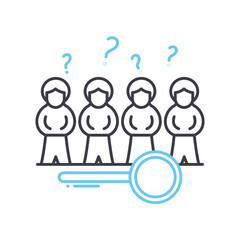 audience research line icon, outline symbol, vector illustration, concept sign