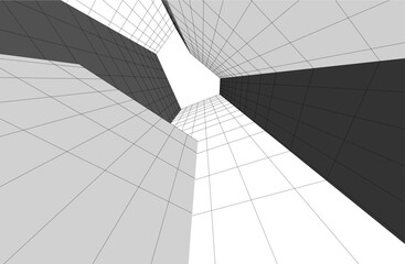 Linear architectural drawing vector illustration