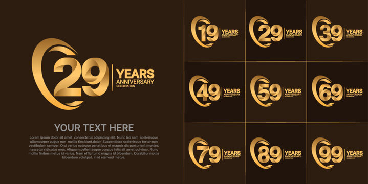 set of anniversary golden color number can be use for celebration event