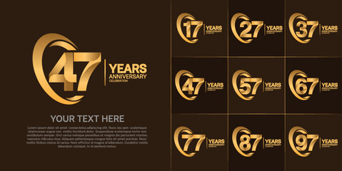 set of anniversary golden color number can be use for celebration event