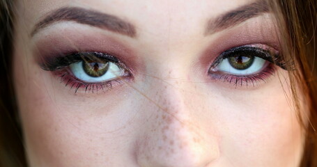 Fototapeta premium Pretty girl macro closeup closing eyes