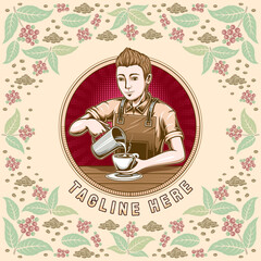 Coffeeshop logo and coffee patern