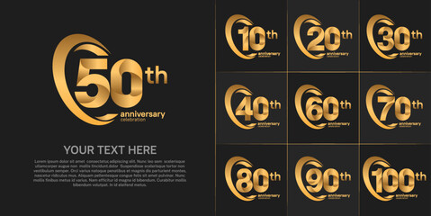 set of anniversary golden color number can be use for celebration event