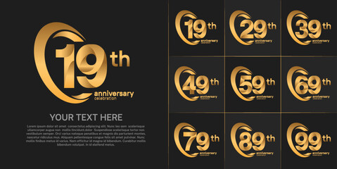 set of anniversary golden color number can be use for celebration event