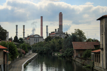 Obraz premium Panoramas Naviglio Grande, Turbigo, Italy