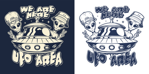 UFO area element vintage monochrome © DGIM studio
