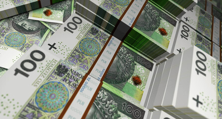 Poland Zloty 100 PLN banknote money 3d illustration