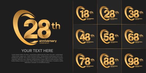 set of anniversary golden color number can be use for celebration event