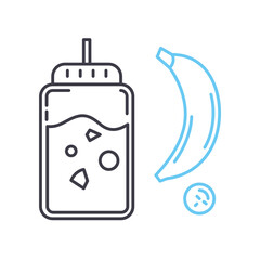 banana smoothie line icon, outline symbol, vector illustration, concept sign
