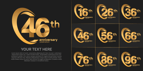 set of anniversary golden color number can be use for celebration event