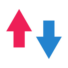 Up and down arrow icon set. Business sales and profits. Investment assets high. Vectors.