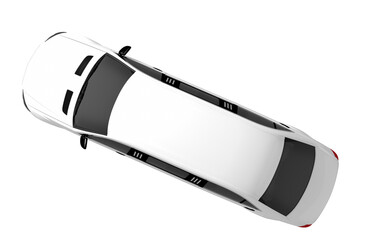 White Limousine Top Aerial View 3D illustration