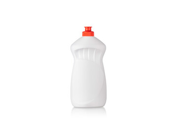 Dishwashing bottle isolated on white background. Detergent in white  plastic bottle. Dishwashing...