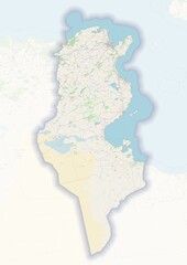 Tunisia physical map with important rivers the capital and big cities