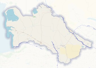 Turkmenistan physical map with important rivers the capital and big cities