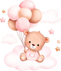 Cute teddy bear and balloons