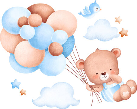 Teddy Bear Clipart, Bear PNG, Baby Bear, PNG, Baby Shower, Digital