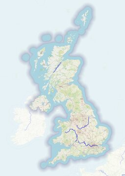 United Kingdom physical map with important rivers the capital and big cities