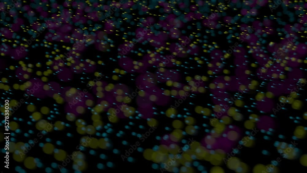 Poster Loopable motion background with many bokeh LED lights of a futuristic digital device