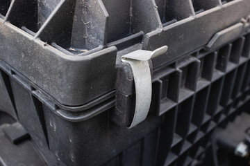 Black air filter lock steel in the engine compartment