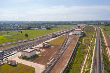 Vientiane Capital, Laos 24 June 2022: A new medium-speed railway station from the Lao-China project. Ready to launch new solutions for passengers in northern Laos and China