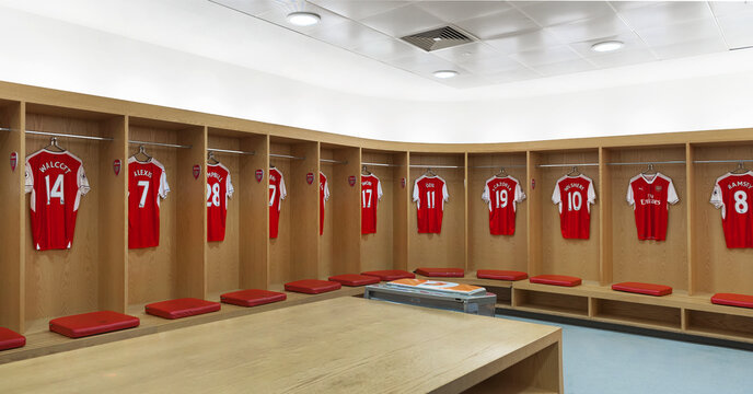  Home changing room at Emirates Stadium - the official arena of FC Arsenal, London