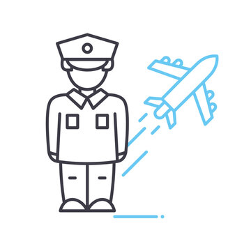 aviator line icon, outline symbol, vector illustration, concept sign