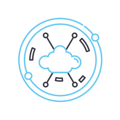 big data service line icon, outline symbol, vector illustration, concept sign