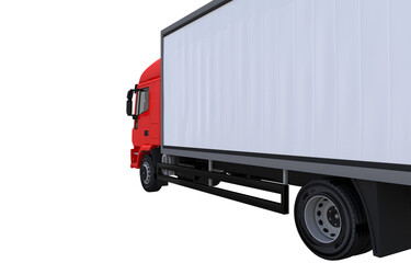 Cargo Truck Close Up Side View. Truck Isolated. 3D Illustration.