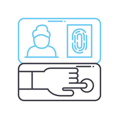 biomentric identification device line icon, outline symbol, vector illustration, concept sign