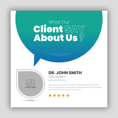 Customer feedback testimonial social media post web banner template