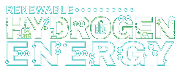 Green hydrogen production. Renewable energy. Vector illustration