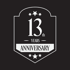Luxury 13th years anniversary vector icon, logo. Graphic design element